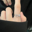 Rhinestone Star Crystal Womens Polished Flower Floral Adjustable Open Ring Silver R95 product image 5