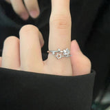 Rhinestone Star Crystal Womens Polished Flower Floral Adjustable Open Ring Silver R95 product image 5