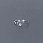 Rhinestone Star Crystal Womens Polished Flower Floral Adjustable Open Ring Silver R95 product image 6