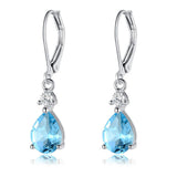 Cubic Zirconia Pearl Drop Teardrop Polished Hinged Closure Dangle Earrings Clear Gold Pink 1.3 in E125