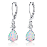 Cubic Zirconia Pearl Drop Teardrop Polished Hinged Closure Dangle Earrings Clear Gold Pink 1.3 in E125