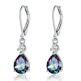 Cubic Zirconia Pearl Drop Teardrop Polished Hinged Closure Dangle Earrings Clear Gold Pink 1.3 in E125