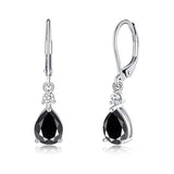 Cubic Zirconia Pearl Drop Teardrop Polished Hinged Closure Dangle Earrings Clear Gold Pink 1.3 in E125