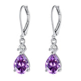 Cubic Zirconia Pearl Drop Teardrop Polished Hinged Closure Dangle Earrings Clear Gold Pink 1.3 in E125