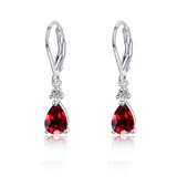 Cubic Zirconia Pearl Drop Teardrop Polished Hinged Closure Dangle Earrings Clear Gold Pink 1.3 in E125