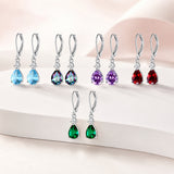 Cubic Zirconia Pearl Drop Teardrop Polished Hinged Closure Dangle Earrings Clear Gold Pink 1.3 in E125 product image 1