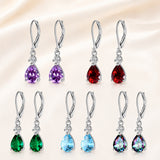 Cubic Zirconia Pearl Drop Teardrop Polished Hinged Closure Dangle Earrings Clear Gold Pink 1.3 in E125 product image 2