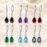 Cubic Zirconia Pearl Drop Teardrop Polished Hinged Closure Dangle Earrings Clear Gold Pink 1.3 in E125 product image 3