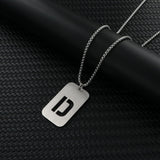 Stainless Steel Letter Rectangle Band Smooth Pendant Necklace Silver 27.56 in N84