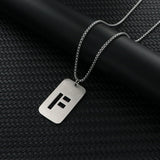 Stainless Steel Letter Rectangle Band Smooth Pendant Necklace Silver 27.56 in N84
