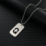Stainless Steel Letter Rectangle Band Smooth Pendant Necklace Silver 27.56 in N84