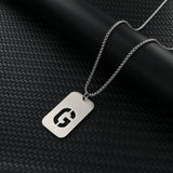 Stainless Steel Letter Rectangle Band Smooth Pendant Necklace Silver 27.56 in N84