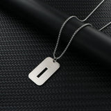 Stainless Steel Letter Rectangle Band Smooth Pendant Necklace Silver 27.56 in N84