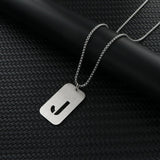 Stainless Steel Letter Rectangle Band Smooth Pendant Necklace Silver 27.56 in N84