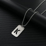 Stainless Steel Letter Rectangle Band Smooth Pendant Necklace Silver 27.56 in N84