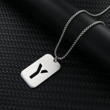 Stainless Steel Letter Rectangle Band Smooth Pendant Necklace Silver 27.56 in N84