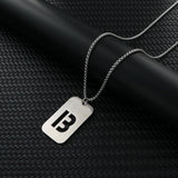 Stainless Steel Letter Rectangle Band Smooth Pendant Necklace Silver 27.56 in N84