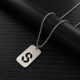 Stainless Steel Letter Rectangle Band Smooth Pendant Necklace Silver 27.56 in N84