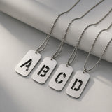 Stainless Steel Letter Rectangle Band Smooth Pendant Necklace Silver 27.56 in N84 product image 2
