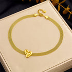 Stainless Steel Heart Extender Womens Shiny Heart-Shaped Pendant Chain Necklace Gold 16.14 in N87 product image 1