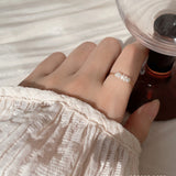 Stainless Steel Pearl Rondelle Size 7-9 Round Hoop Beaded Ring White Silver Gold R97
