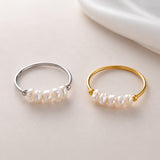 Stainless Steel Pearl Rondelle Size 7-9 Round Hoop Beaded Ring White Silver Gold R97 product image 3