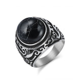 Stainless Steel Oval Tiger Eye Howlite Polished Ring Antique Silver Turquoise Black R98