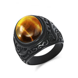 Stainless Steel Oval Tiger Eye Howlite Polished Ring Antique Silver Turquoise Black R98