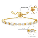 18K Gold-Plated Cubic Zirconia Rectangle Micro Pave Smooth Slider Bracelet Green T120