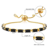 18K Gold-Plated Cubic Zirconia Rectangle Micro Pave Smooth Slider Bracelet Green T120