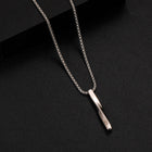 Stainless Steel Stick Mens Polished Vertical Bar Pendant Necklace Silver 23.62 in N88 product image 1