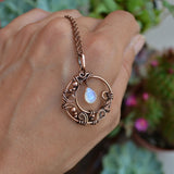 Copper Moon Extender Womens Swirls Circle Wire-Wrapped Pendant Necklace Red 18.11 in N90 product image 1