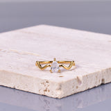 Stainless Steel Cubic Zirconia Teardrop Wide Size 6-8 Womens Ring Clear Gold R99 product image 1