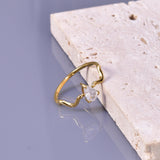 Stainless Steel Cubic Zirconia Teardrop Wide Size 6-8 Womens Ring Clear Gold R99 product image 3