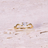 Stainless Steel Cubic Zirconia Teardrop Wide Size 6-8 Womens Ring Clear Gold R99 product image 7