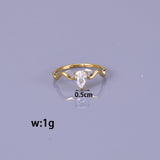 Stainless Steel Cubic Zirconia Teardrop Wide Size 6-8 Womens Ring Clear Gold R99 product image 10