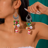 Glass Resin Christmas Theme Drop Teardrop Polished Dangle Earrings Silver 5.51 in E128 product image 1