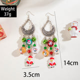 Glass Resin Christmas Theme Drop Teardrop Polished Dangle Earrings Silver 5.51 in E128 product image 2