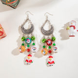 Glass Resin Christmas Theme Drop Teardrop Polished Dangle Earrings Silver 5.51 in E128 product image 3