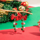 Glass Resin Christmas Theme Drop Bowknot Shiny Dangle Earrings Silver 3.74 in E129 product image 2