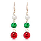 Enamel Christmas Theme Drop Bell Holiday Shiny Round Dangle Earrings Gold 0.93 in E141 product image 1
