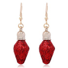 Enamel Christmas Theme Drop Bullet Holiday Teardrop Dangle Earrings Gold Red 2 in E147 product image 1