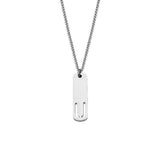 Stainless Steel Letter Rectangle Band Smooth Pendant Necklace Silver 21.65 in N91