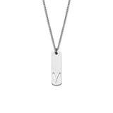 Stainless Steel Letter Rectangle Band Smooth Pendant Necklace Silver 21.65 in N91
