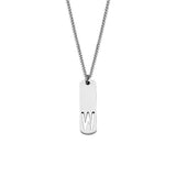 Stainless Steel Letter Rectangle Band Smooth Pendant Necklace Silver 21.65 in N91