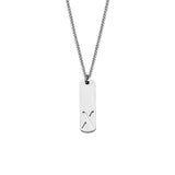 Stainless Steel Letter Rectangle Band Smooth Pendant Necklace Silver 21.65 in N91