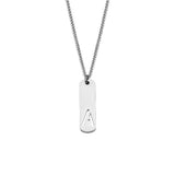 Stainless Steel Letter Rectangle Band Smooth Pendant Necklace Silver 21.65 in N91