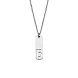 Stainless Steel Letter Rectangle Band Smooth Pendant Necklace Silver 21.65 in N91