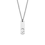 Stainless Steel Letter Rectangle Band Smooth Pendant Necklace Silver 21.65 in N91