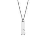 Stainless Steel Letter Rectangle Band Smooth Pendant Necklace Silver 21.65 in N91